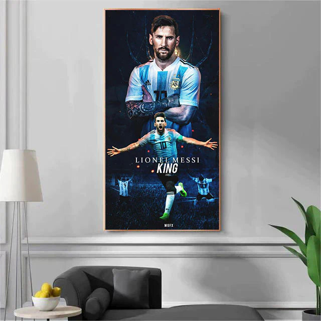 Lionel Messi Jersey Celebration Poster Wall Art – Iconic Football Legend Decor for Living Room & Hallway