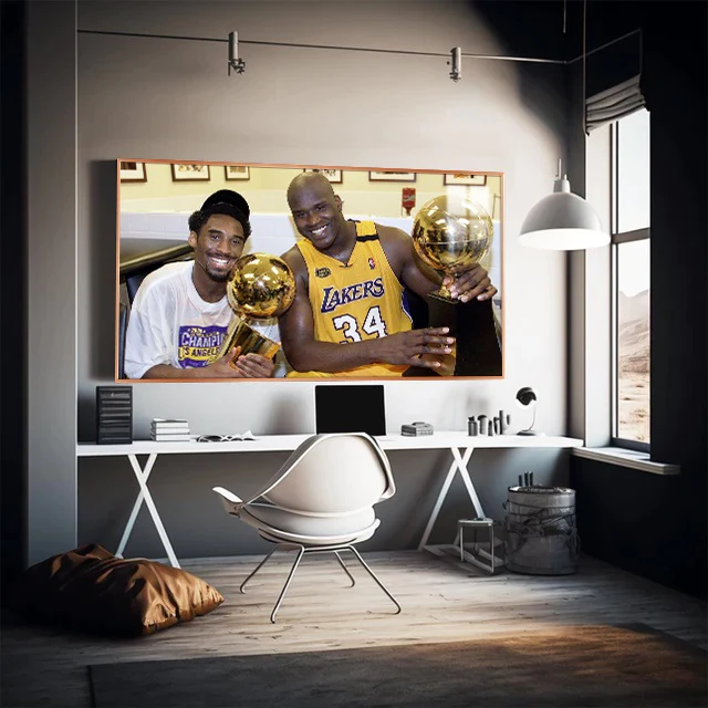 Kobe Bryant & Shaquille O’Neal Wall Art – Championship Celebration Poster for Basketball Fans
