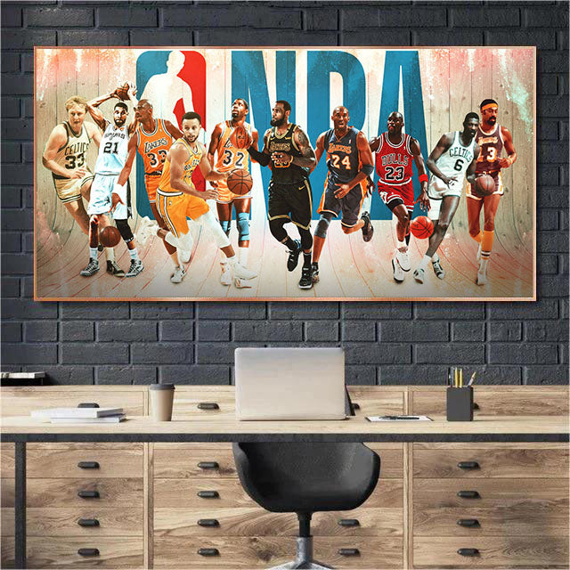 NBA Legends Wall Art – All-Time All-Stars Tribute Poster for Basketball Fans