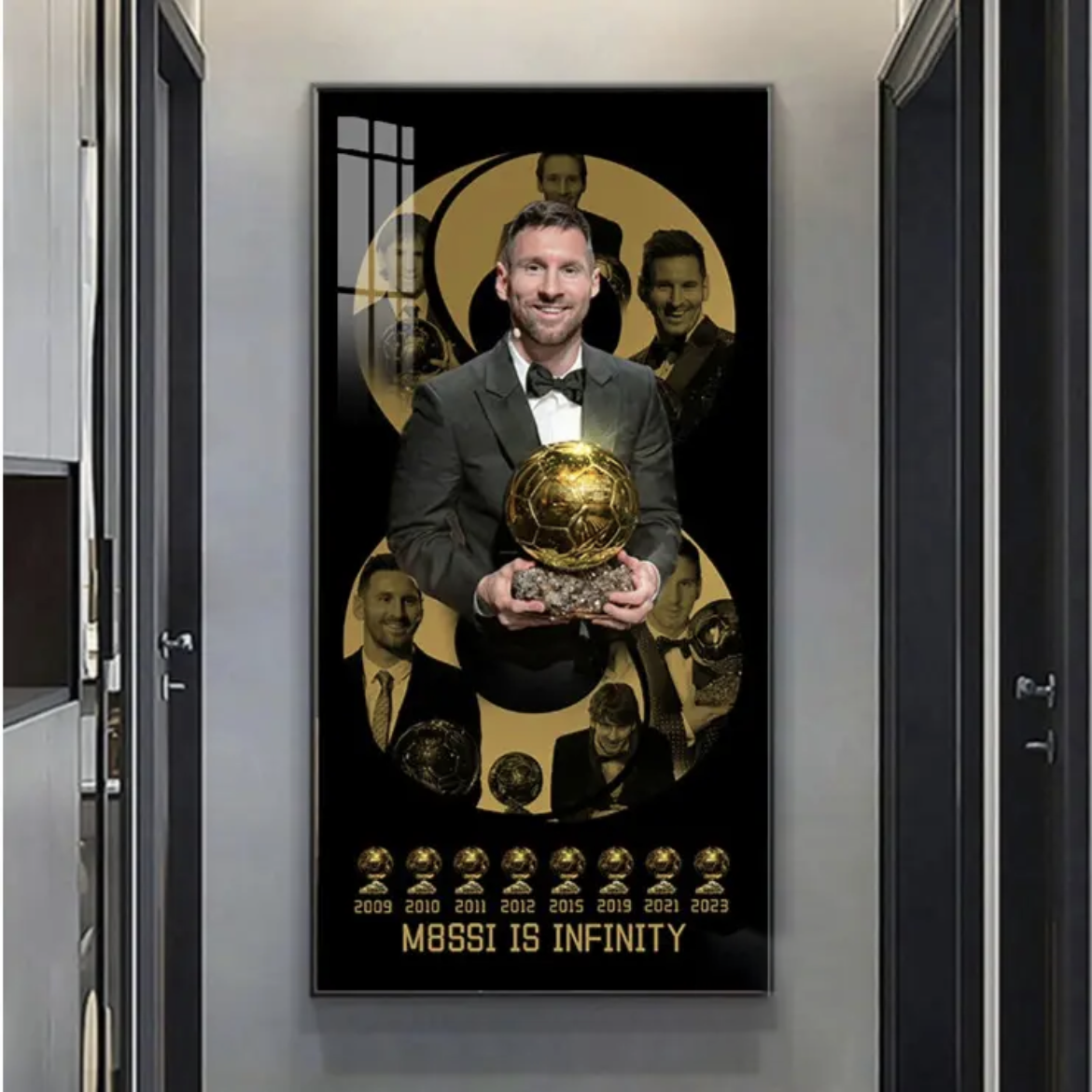 Lionel Messi 8 Ballon d'Or Poster Wall Art – GOAT Football Legend Decor for Entryway, Living Room & Bedroom
