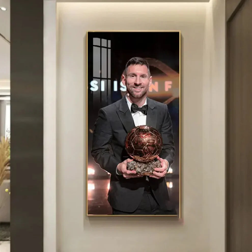 Lionel Messi 8 Ballon d'Or Poster Wall Art – GOAT Football Legend Decor for Entryway, Living Room & Bedroom