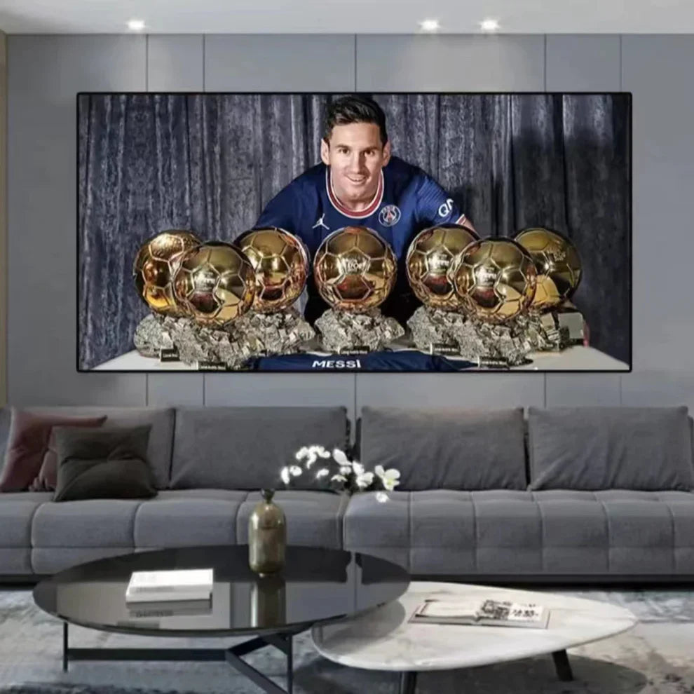 Lionel Messi Ballon d’Or Football Wall Art for Living Room Bedroom Decor