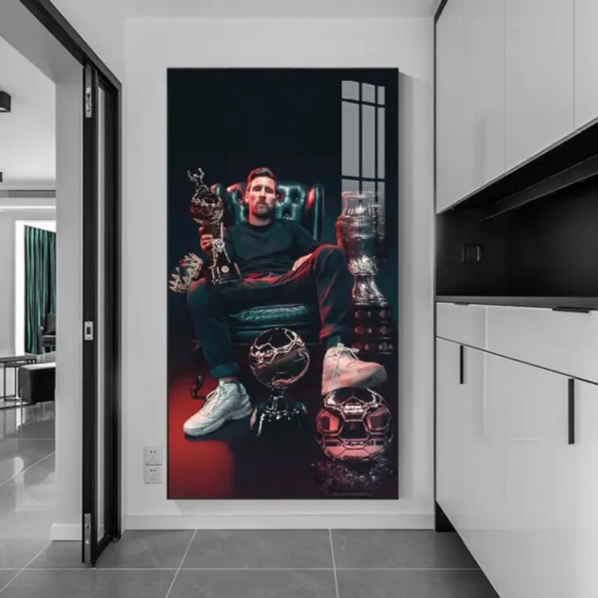 Lionel Messi Jersey Celebration Poster Wall Art – Iconic Football Legend Decor for Living Room & Hallway