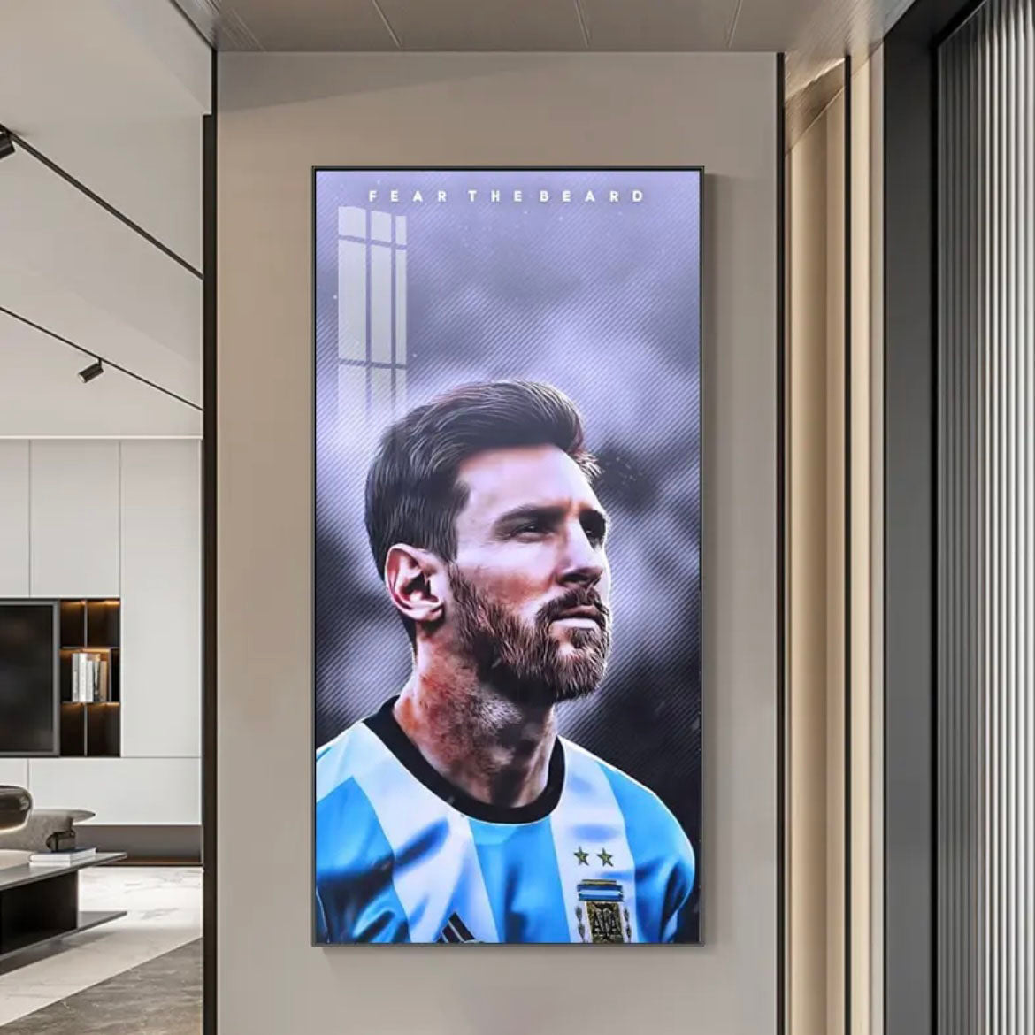 Lionel Messi Jersey Celebration Poster Wall Art – Iconic Football Legend Decor for Living Room & Hallway
