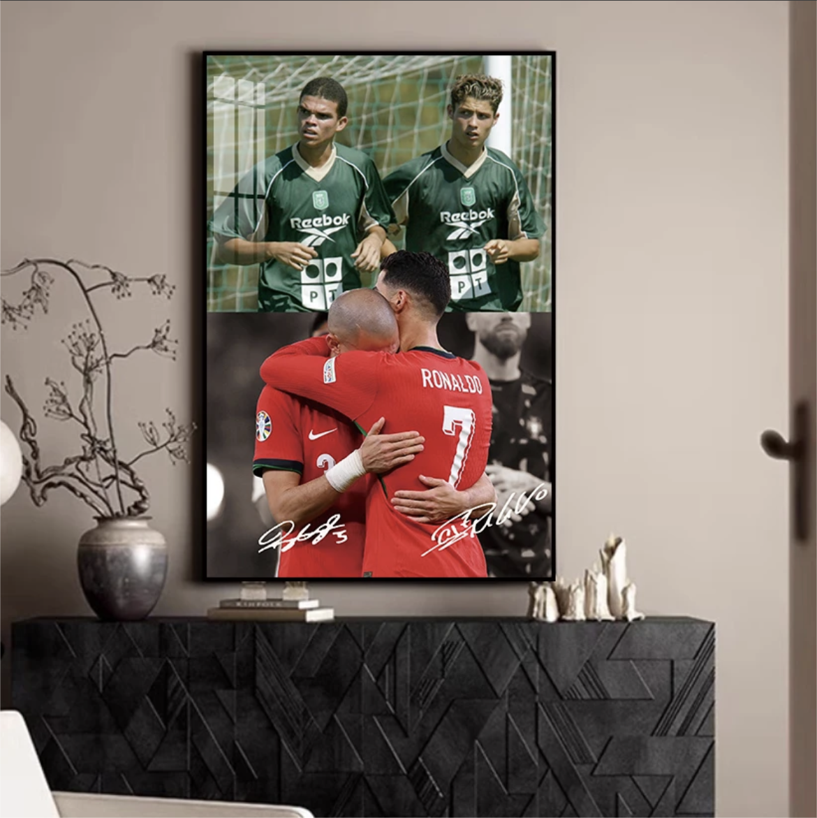 Cristiano Ronaldo & Pepe Portugal Euro Football Wall Art Poster 2024 Iconic Embrace Retirement Tribute Sports Decor