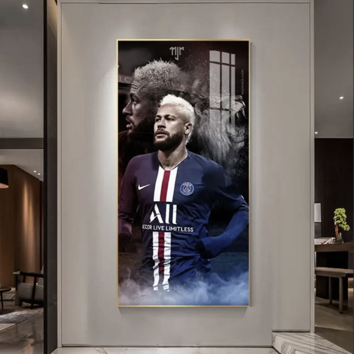Neymar Jr. Vertical 1:2 WallArt - Crystal Porcelain Painting - Aluminum Frame