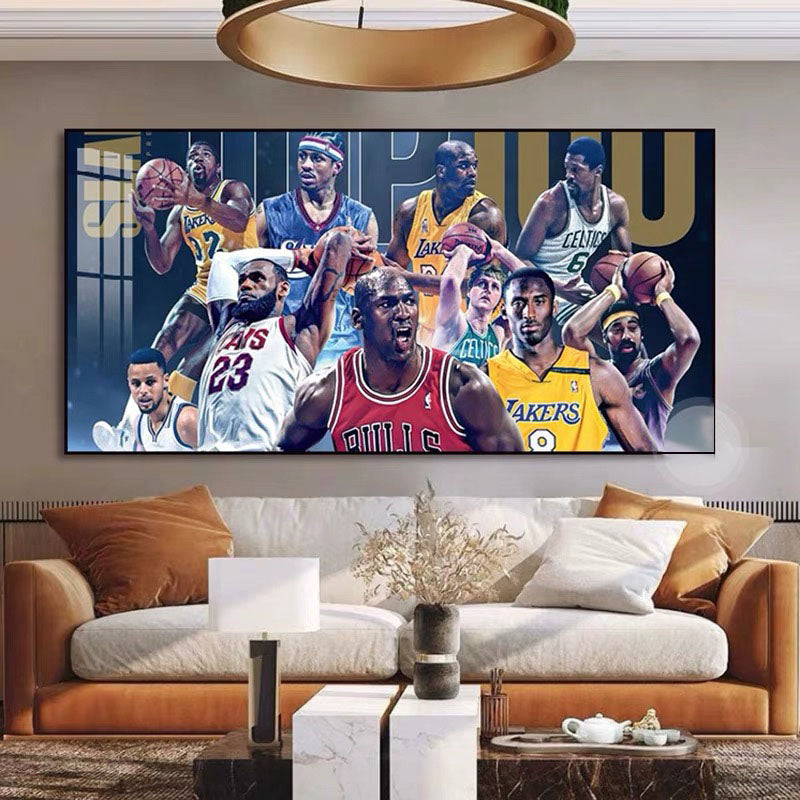 【NBA All-Time All-Stars】Horizontal 2:1 WallArt - Crystal Porcelain Painting with Aluminum Frame for Home Decor