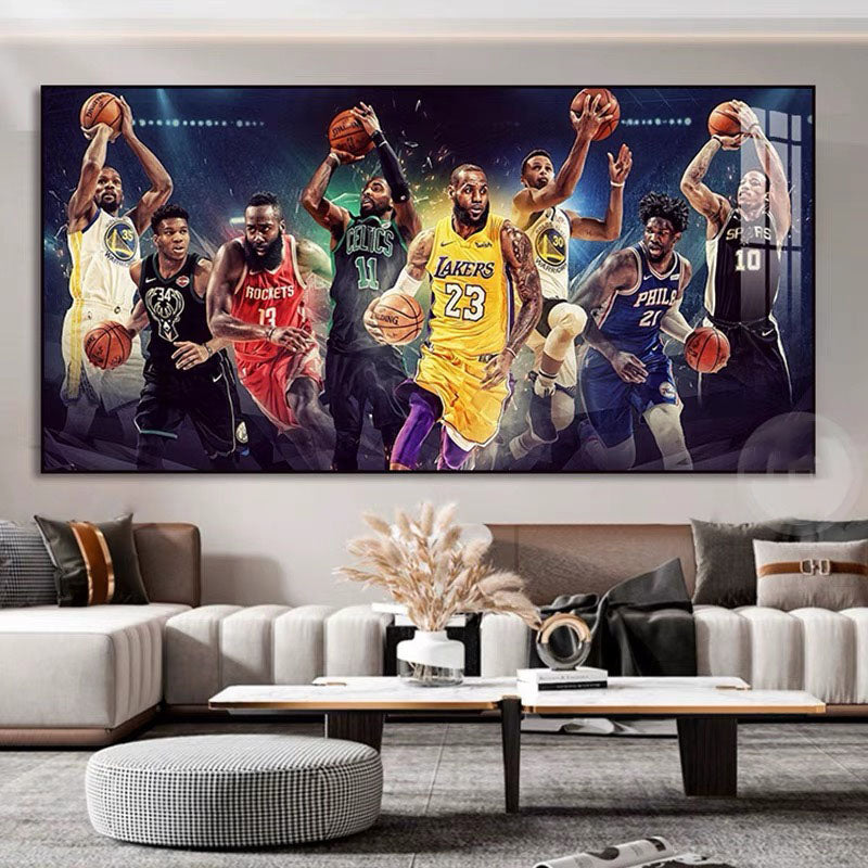 【NBA All-Time All-Stars】Horizontal 2:1 WallArt - Crystal Porcelain Painting with Aluminum Frame for Home Decor
