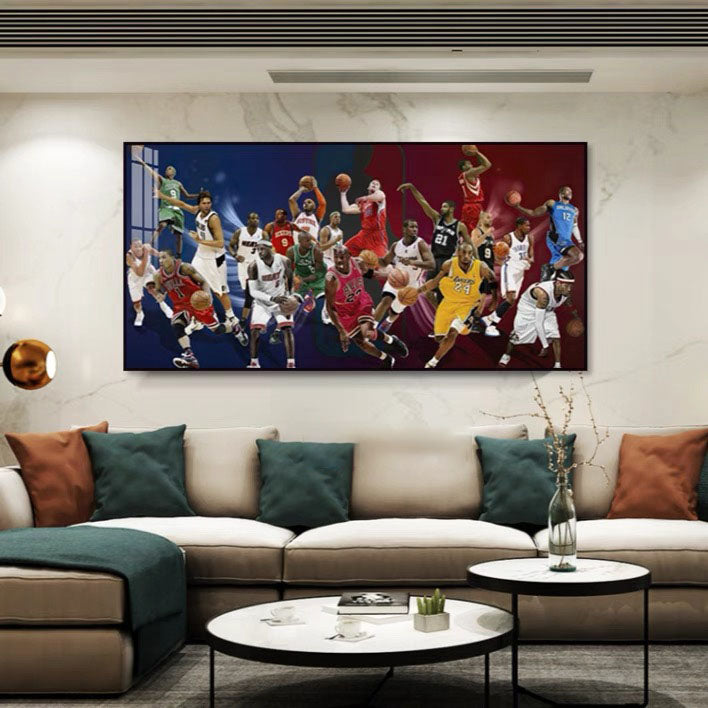 【NBA All-Time All-Stars】Horizontal 2:1 WallArt - Crystal Porcelain Painting with Aluminum Frame for Home Decor