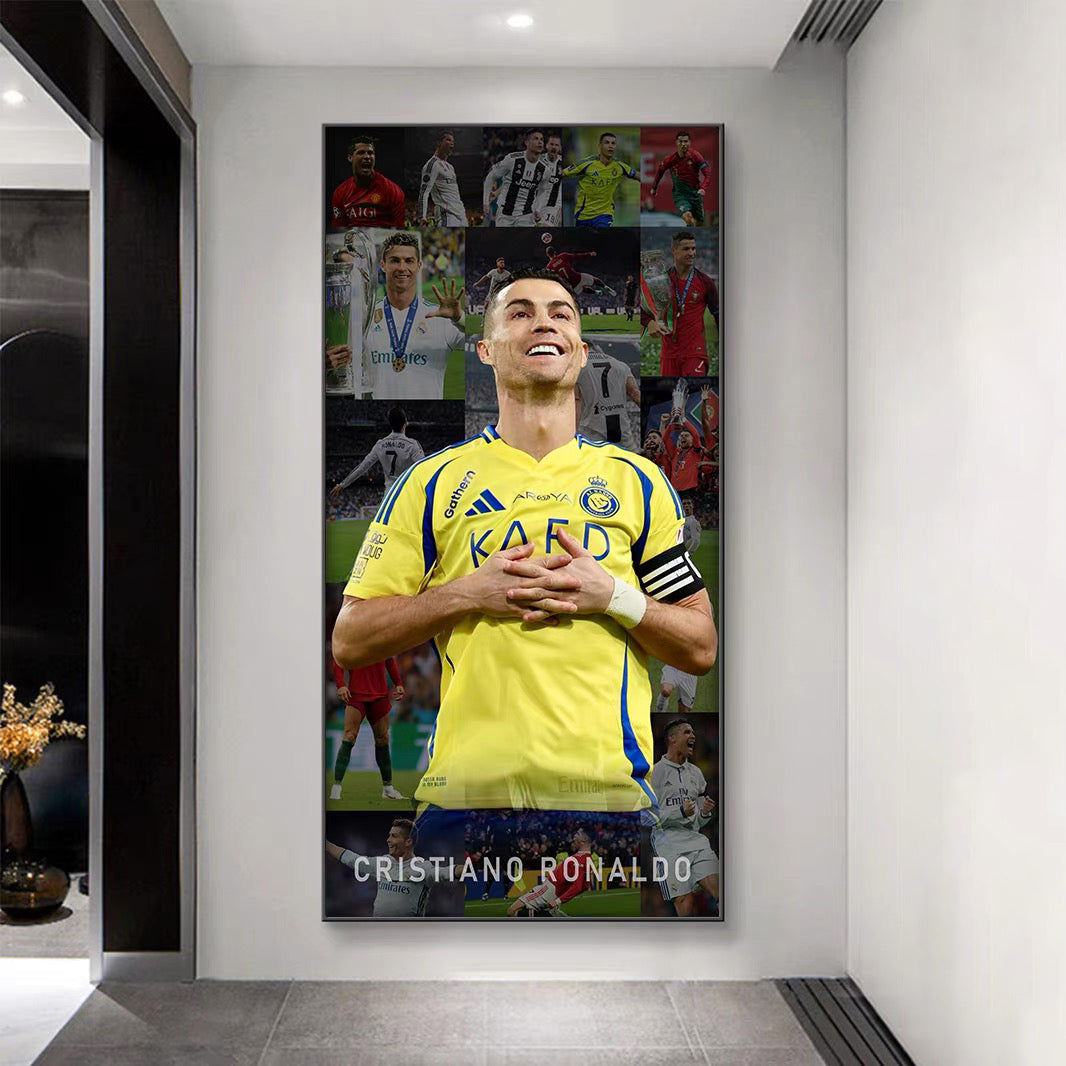 Cristiano Ronaldo Career Timeline Football Wall Art Poster Portugal Manchester United Real Madrid Al Nassr Legend Decor