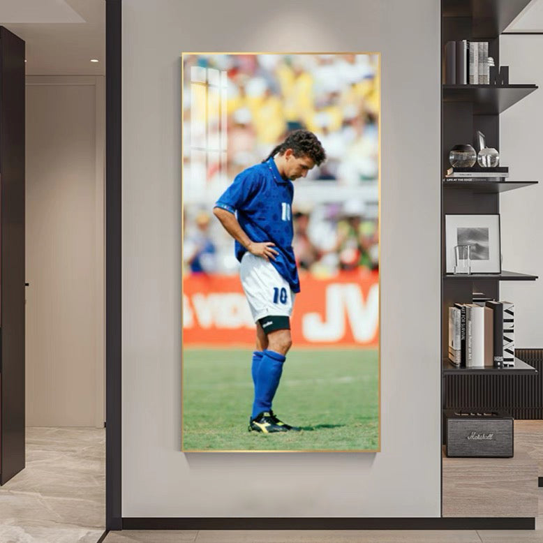 Roberto Baggio 1994 World Cup Back View Canvas Art | Italy Football Legend Poster | A Tribute to an Unforgettable Era