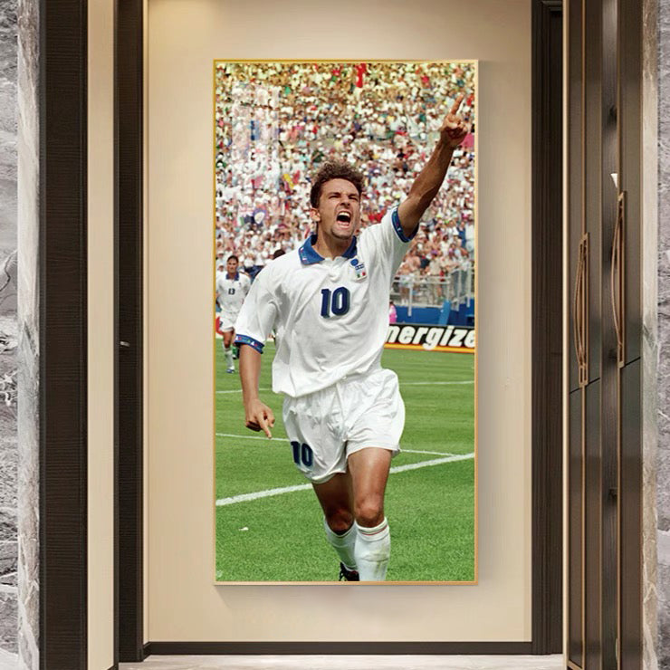 Roberto Baggio 1994 World Cup Back View Canvas Art | Italy Football Legend Poster | A Tribute to an Unforgettable Era
