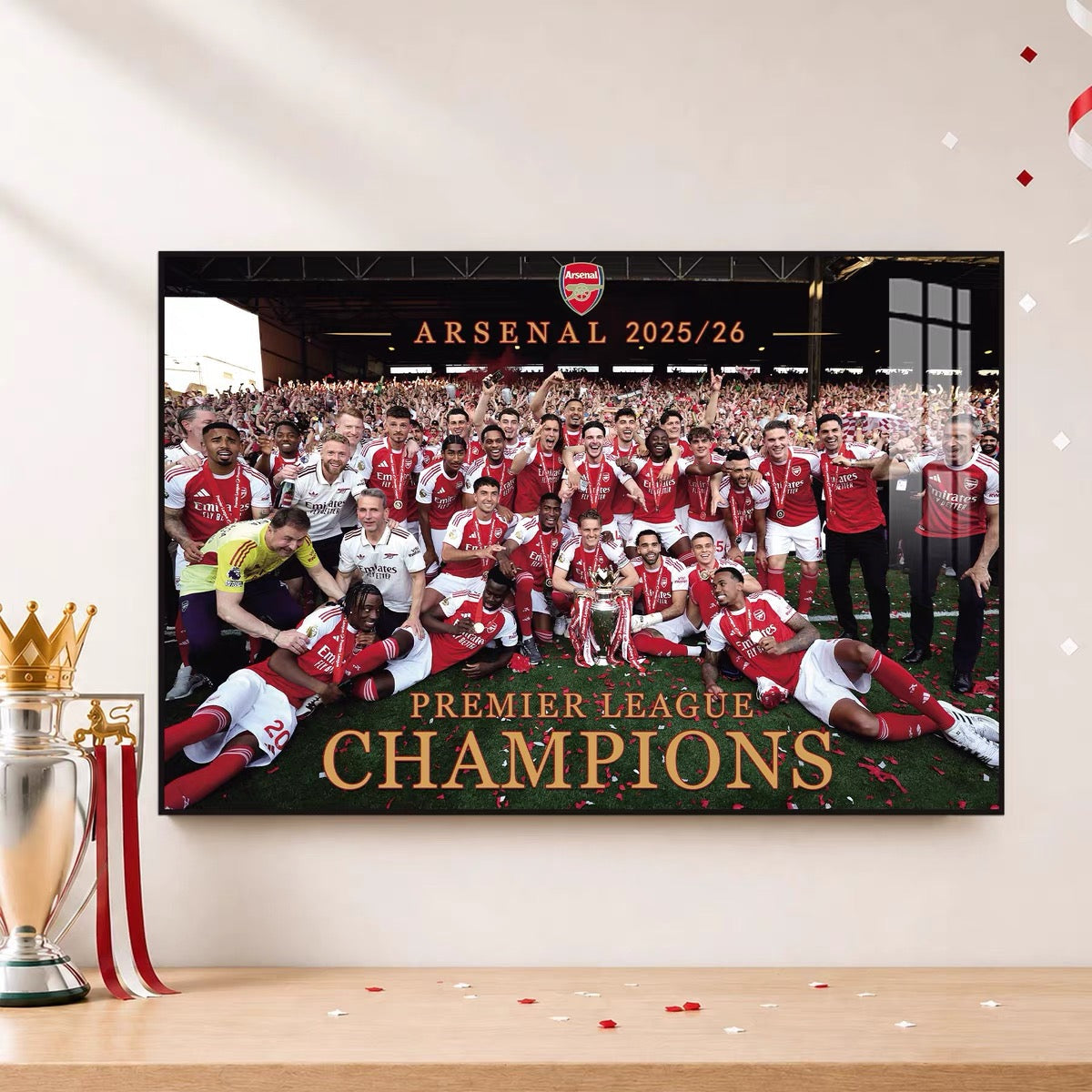 Arsenal 25/26 EPL Champions Poster Wall Art for Sports Betting Shop Decoration