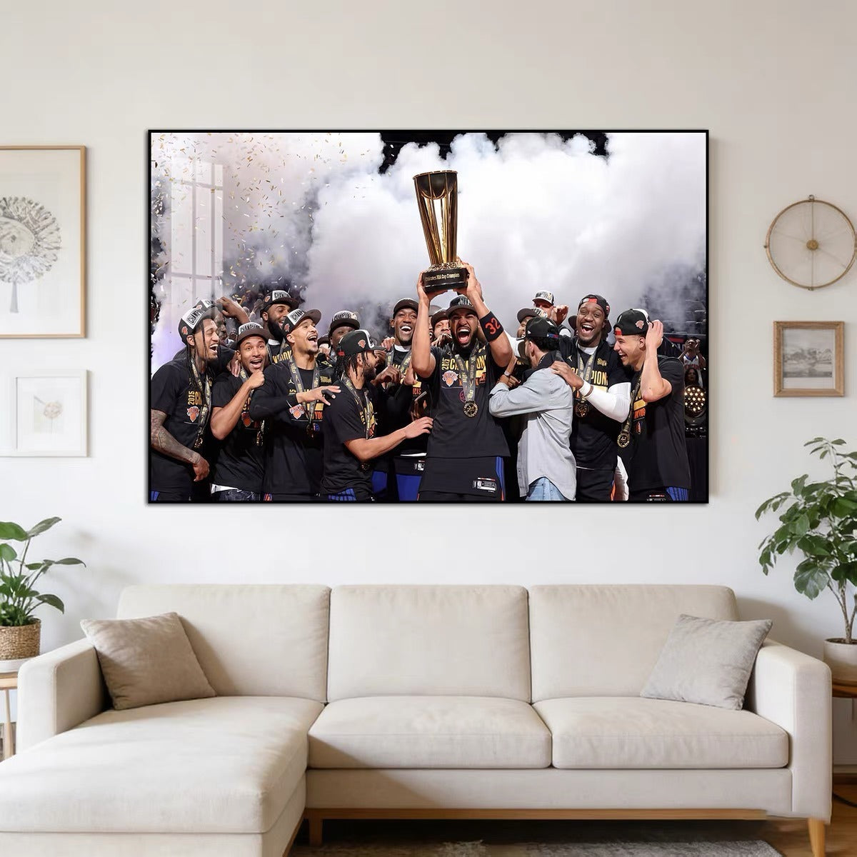 New York Knicks 2025 NBA Cup Champions Poster – Championship Team Celebration Basketball Wall Art