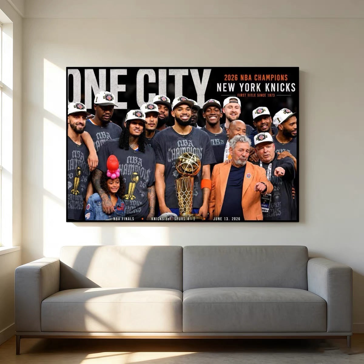 New York Knicks 2026 Champions Poster – Jalen Brunson Championship Celebration Basketball Wall Art