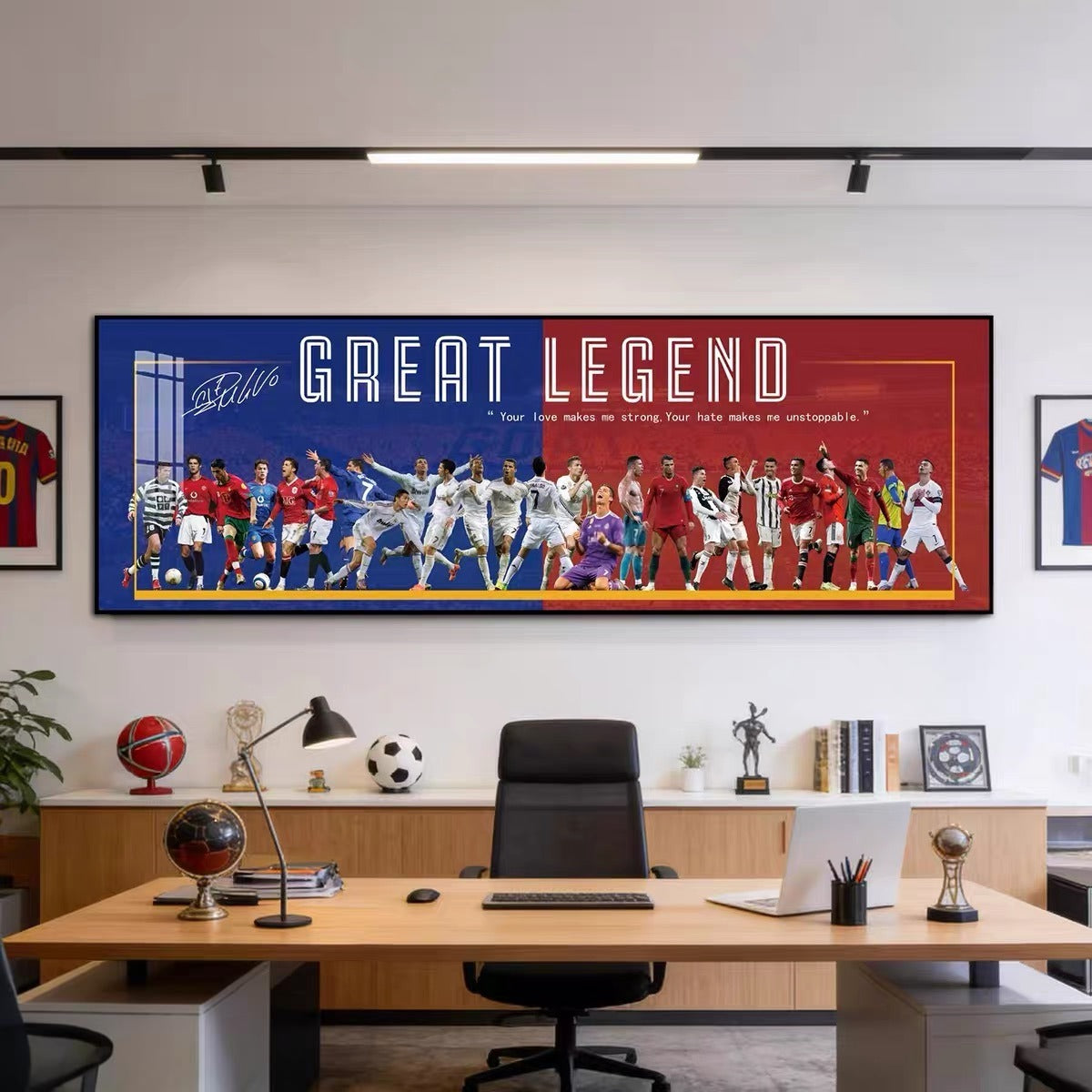 Lionel Messi & Cristiano Ronaldo Legends Poster – World Cup Football Superstars Wall Art
