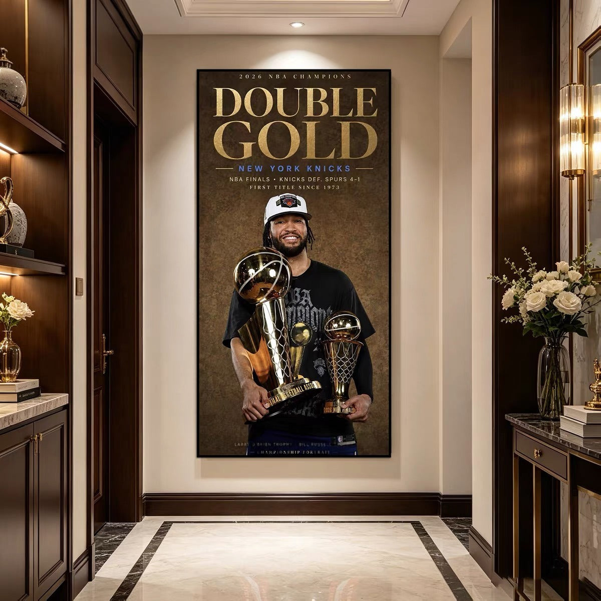 New York Knicks 2026 NBA Champions Team Trophy Wall Art