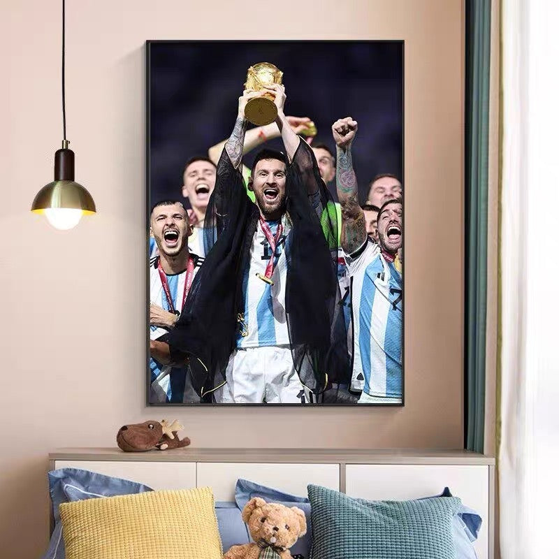 Lionel Messi Ballon d'Or 2022 World Cup Champion Poster – Argentina Football Legend Wall Art