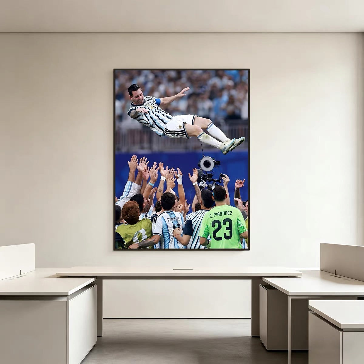Lionel Messi Argentina Teammates Celebration Poster – World Cup Football Legend Wall Art