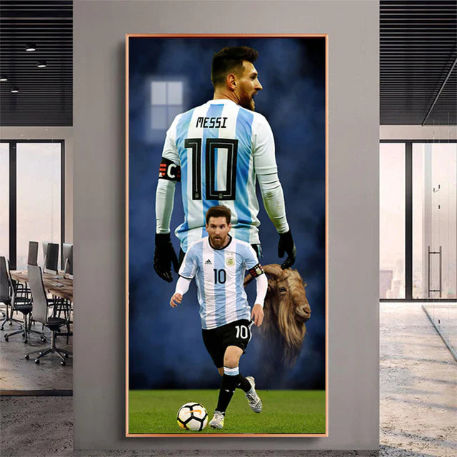 Lionel Messi GOAT Poster Wall Art – Argentina Football Legend Decor for Living Room & Bedroom