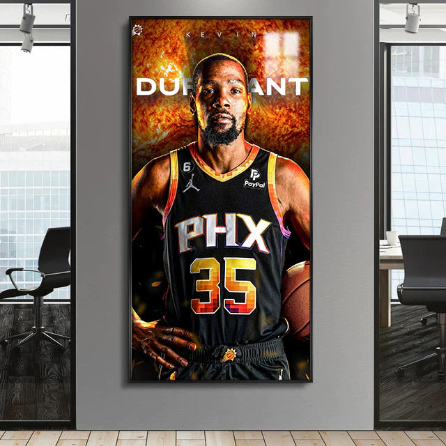 Kevin Durant - Vertical 1:2 WallArt - Crystal Porcelain Painting - Aluminum Frame
