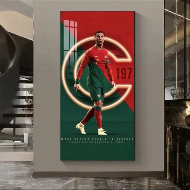 Cristiano Ronaldo Portugal National Team Football Wall Art Poster Sports Decor for Entryway Living Room Bedroom and Sports Shop