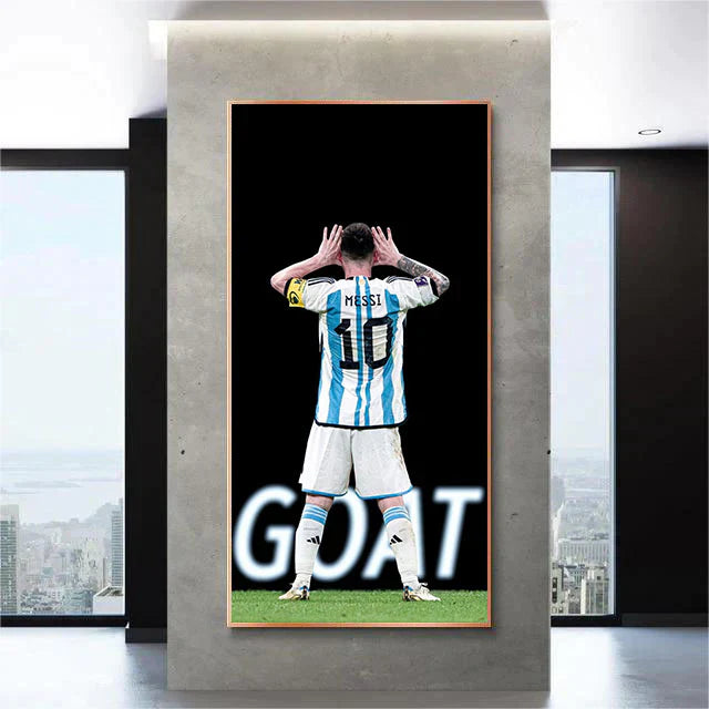 Lionel Messi GOAT Poster Wall Art – Argentina Football Legend Decor for Living Room & Bedroom