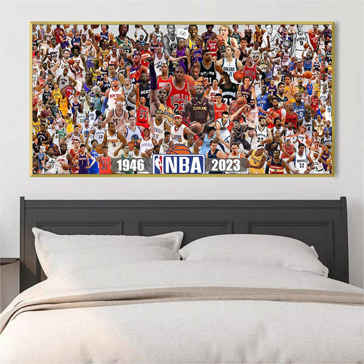【NBA 1946-2023 All-Star】Wall Art – Legendary Players Tribute Poster for Home Decor