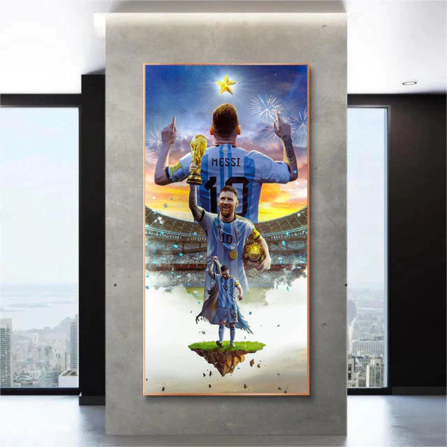 Lionel Messi GOAT Poster Wall Art – Argentina Football Legend Decor for Living Room & Bedroom
