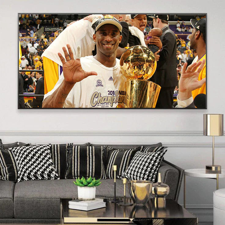Kobe Bryant 🐍 No.24 Championship Tribute Poster – Iconic Celebration Moment Wall Art