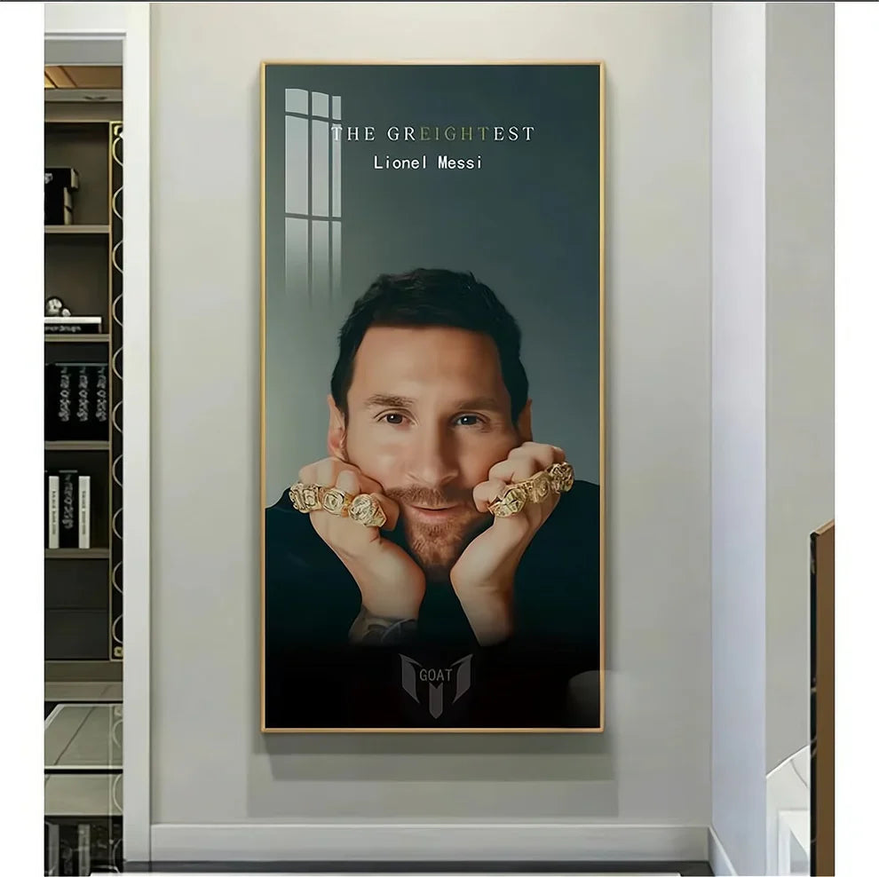 Lionel Messi 8 Ballon d'Or Poster Wall Art – GOAT Football Legend Decor for Entryway, Living Room & Bedroom