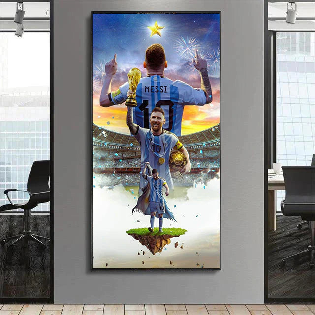 Lionel Messi GOAT Poster Wall Art – Argentina Football Legend Decor for Living Room & Bedroom
