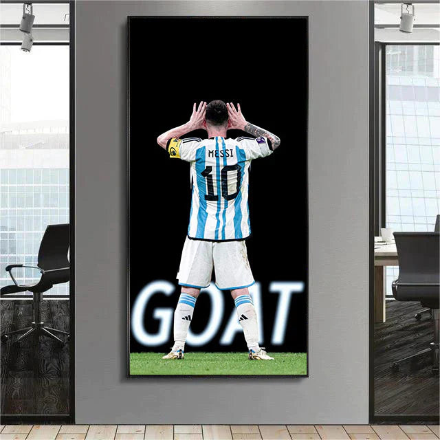 Lionel Messi GOAT Poster Wall Art – Argentina Football Legend Decor for Living Room & Bedroom