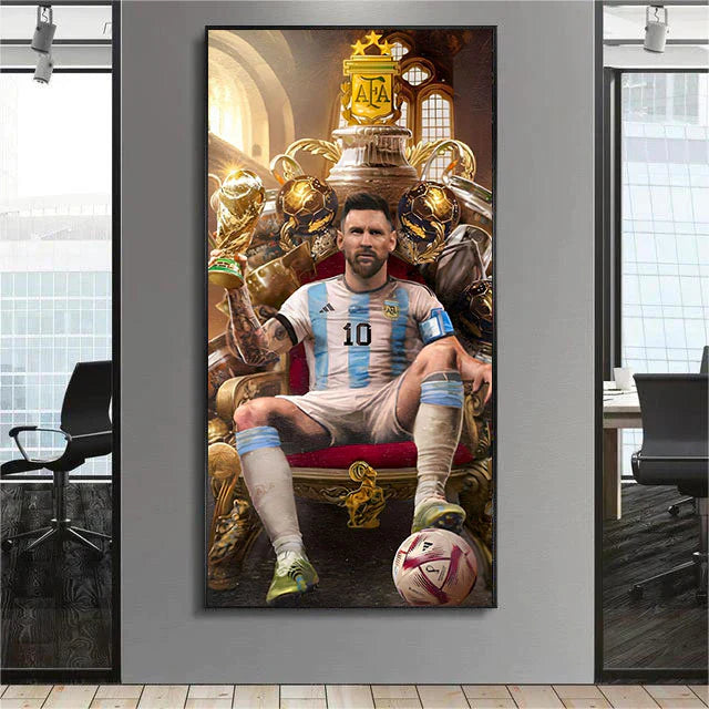 Lionel Messi GOAT Poster Wall Art – Argentina Football Legend Decor for Living Room & Bedroom