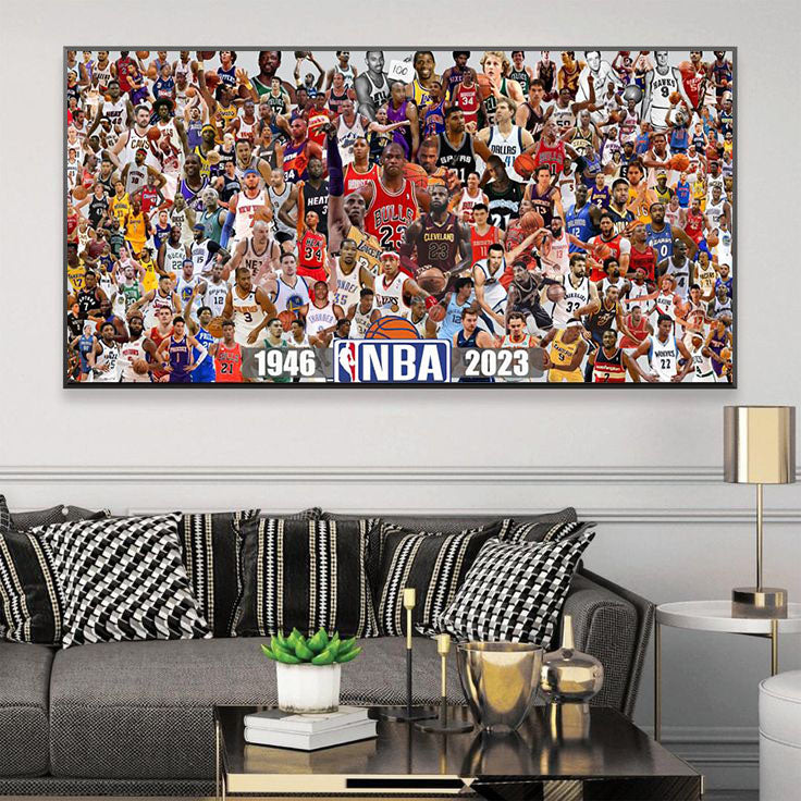 【NBA 1946-2023 All-Star】Wall Art – Legendary Players Tribute Poster for Home Decor