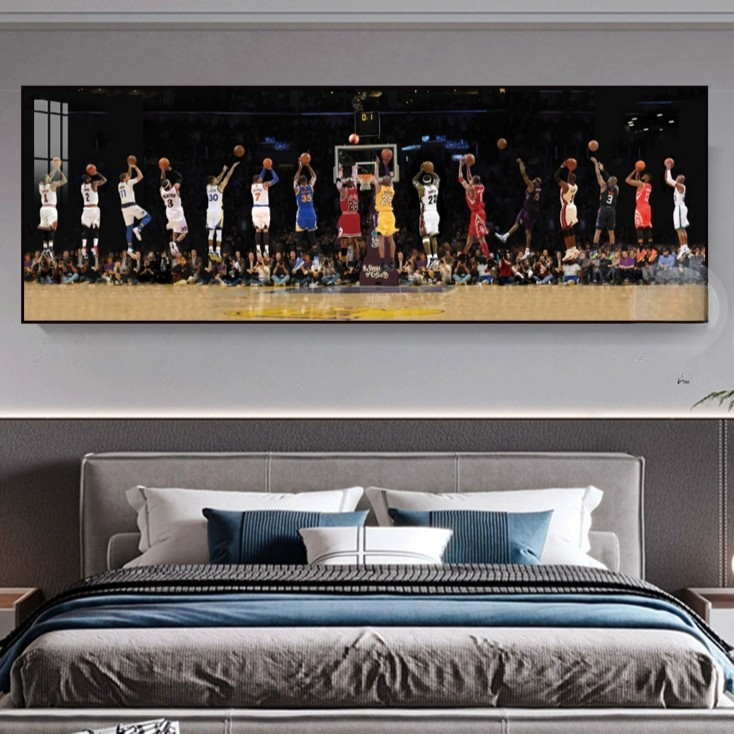 【Basketball All-Star Shooting】WallArt – 16 Legendary Players Poster for Home Decor