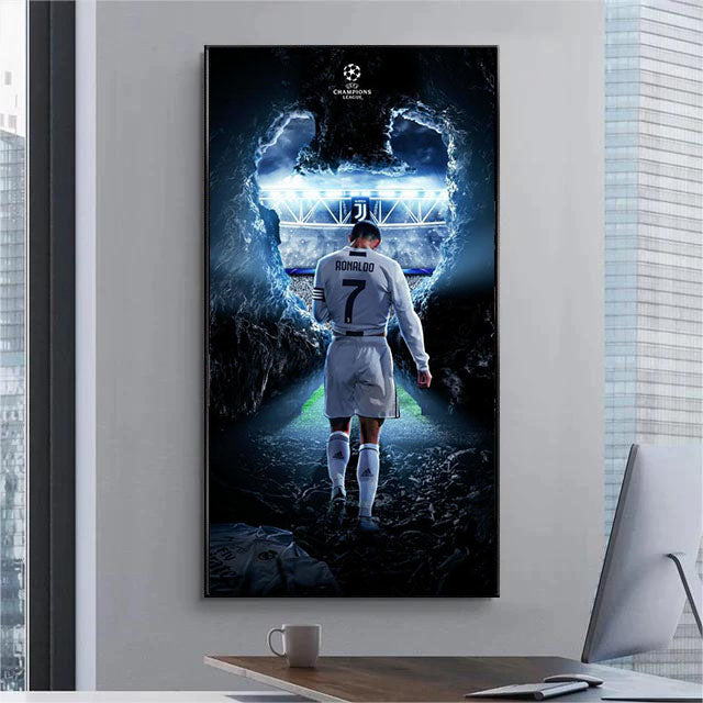 Cristiano Ronaldo CR7 Juventus Football Wall Art Poster Sports Decor for Entryway Hallway Living Room