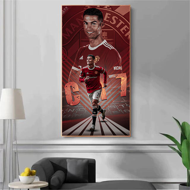Cristiano Ronaldo CR7 Manchester United Football Wall Art Poster Sports Decor for Entryway Hallway Living Room