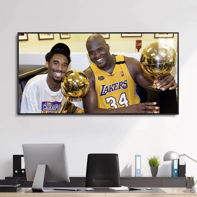 Kobe Bryant & Shaquille O’Neal Wall Art – Championship Celebration Poster for Basketball Fans