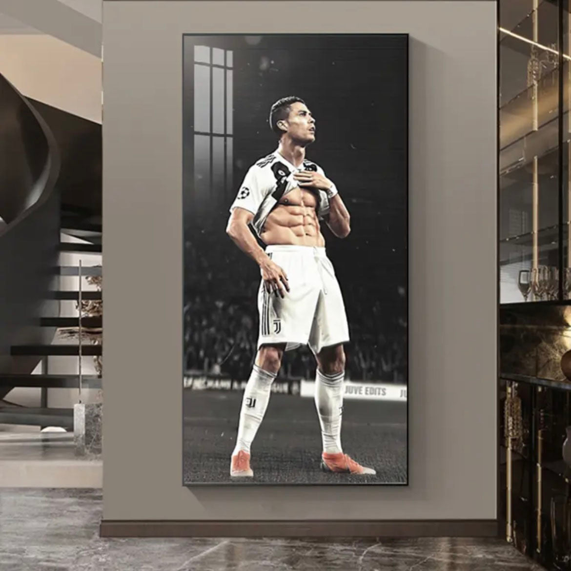 Cristiano Ronaldo CR7 Juventus Football Wall Art Poster Sports Decor for Entryway Hallway Living Room