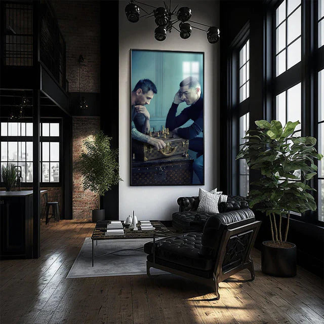 Messi vs Ronaldo GOAT Duo Football Wall Art Poster Legendary Football Stars