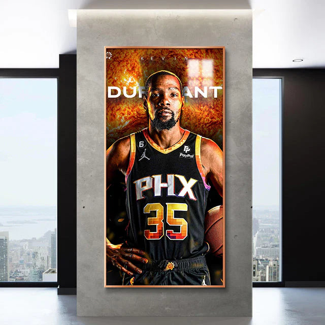 Kevin Durant - Vertical 1:2 WallArt - Crystal Porcelain Painting - Aluminum Frame