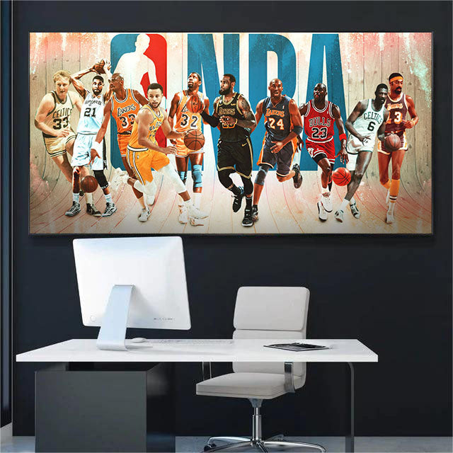 NBA Legends Wall Art – All-Time All-Stars Tribute Poster for Basketball Fans