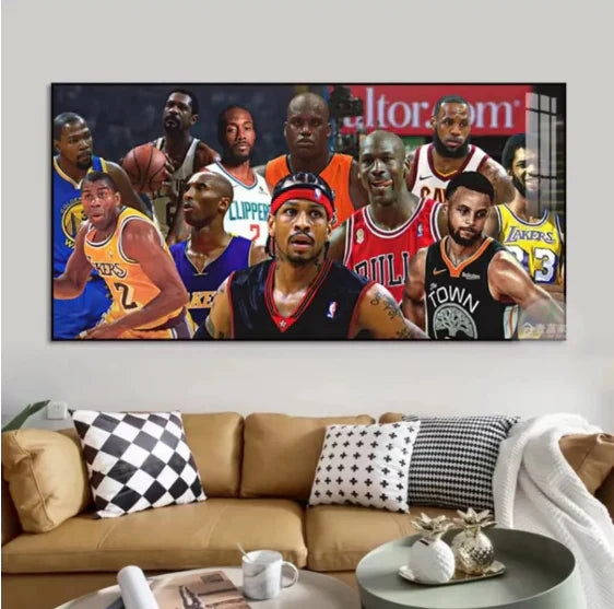 【NBA All-Time All-Stars】Horizontal 2:1 WallArt - Crystal Porcelain Painting with Aluminum Frame for Home Decor