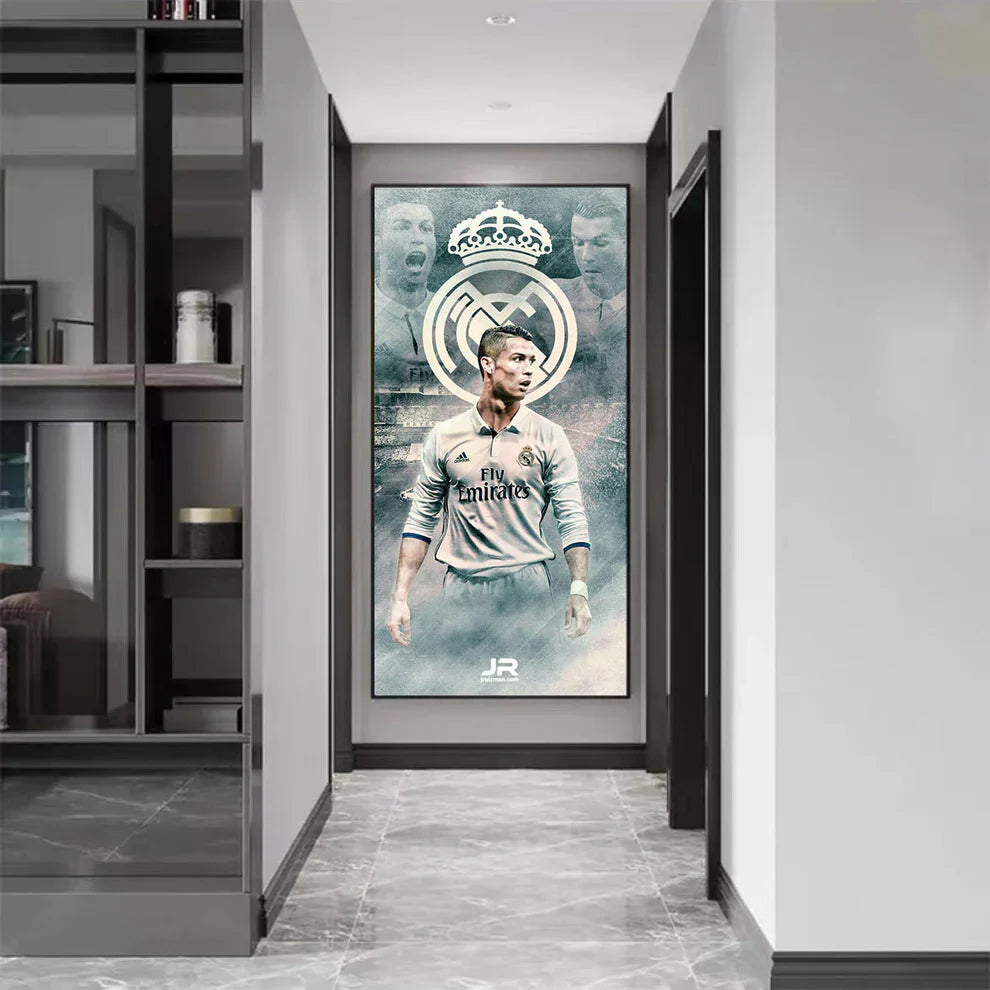 Cristiano Ronaldo CR7 Real Madrid Football Wall Art Poster Sports Decor for Entryway Hallway Living Room Background Wall