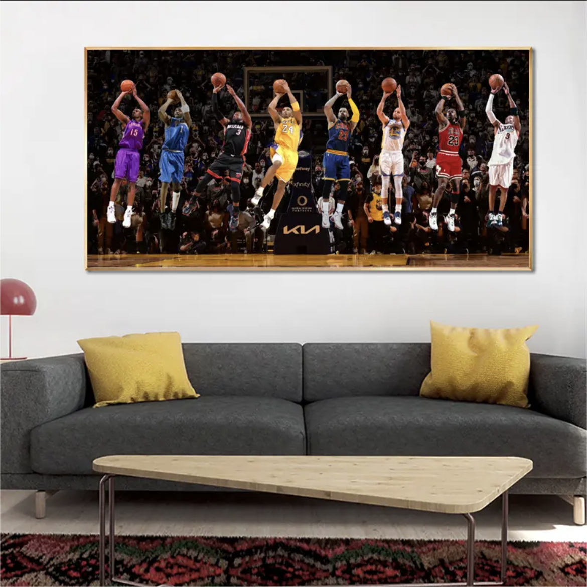 8-Person Basketball All-Star Shooting Wall Art – Iconic Players Poster for Living Room & Bedroom