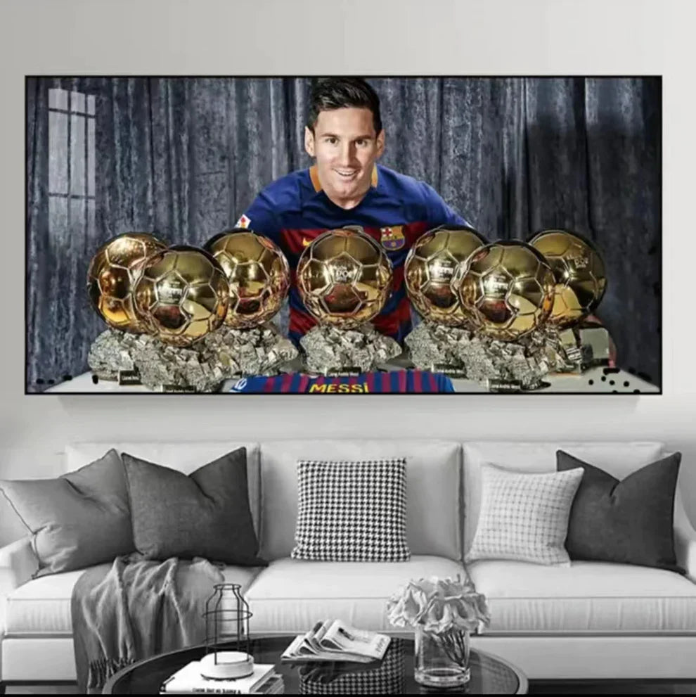Lionel Messi Ballon d’Or Football Wall Art for Living Room Bedroom Decor