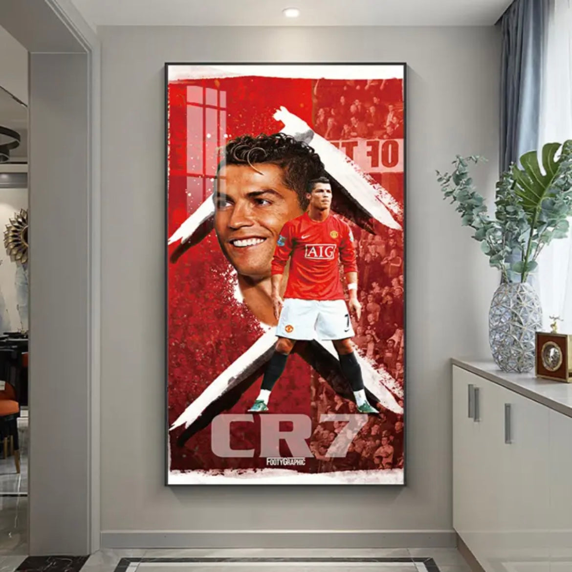 Cristiano Ronaldo CR7 Manchester United Football Wall Art Poster Sports Decor for Entryway Hallway Living Room