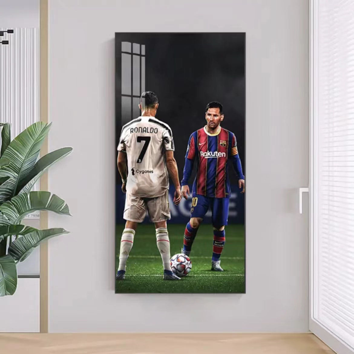 Messi vs Ronaldo GOAT Duo Football Wall Art Poster Legendary Football Stars