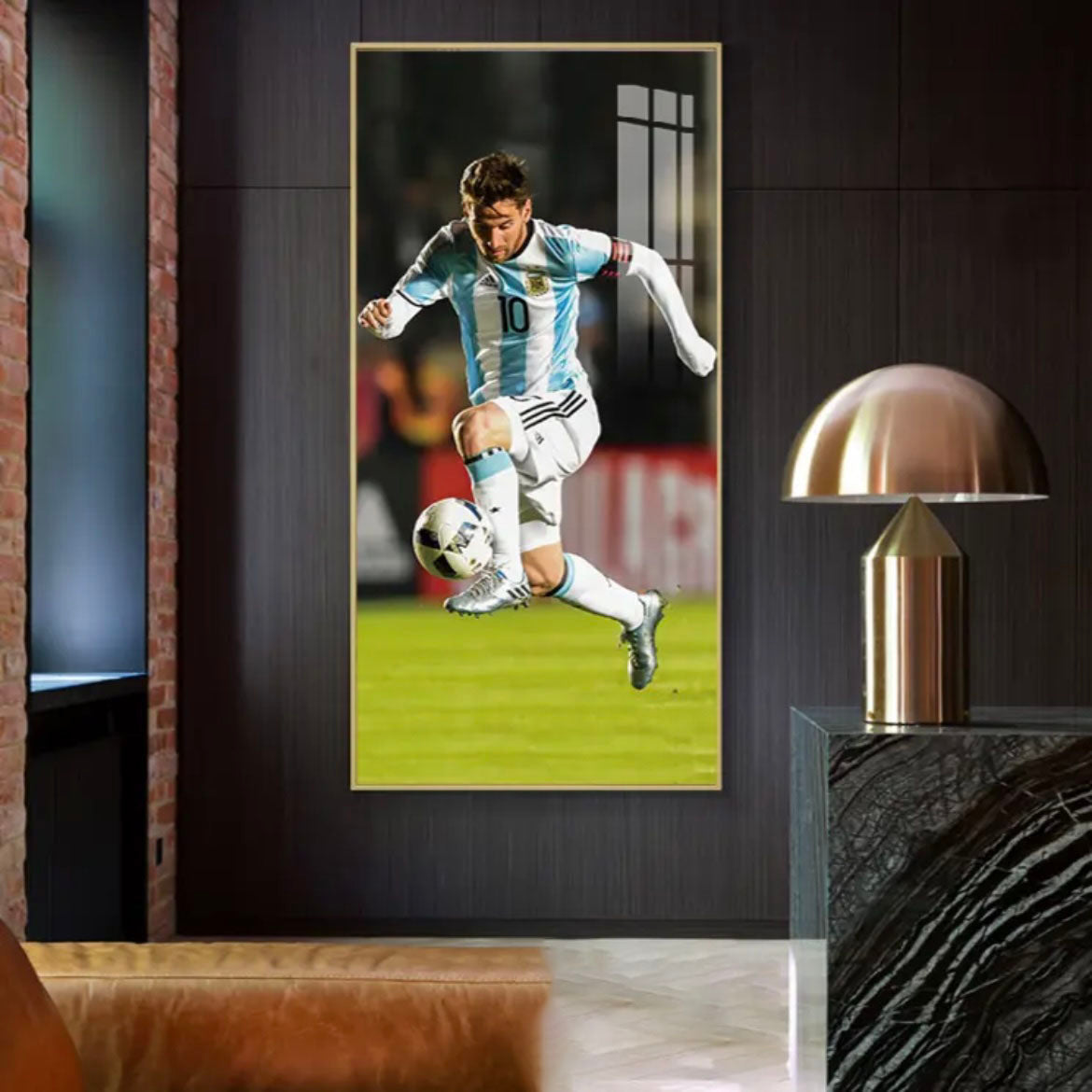Lionel Messi Jersey Celebration Poster Wall Art – Iconic Football Legend Decor for Living Room & Hallway